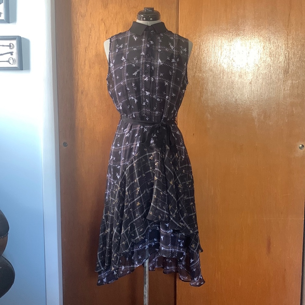 Simply Vera Wang hi-lo floral plaid dress M - Picture 2 of 13
